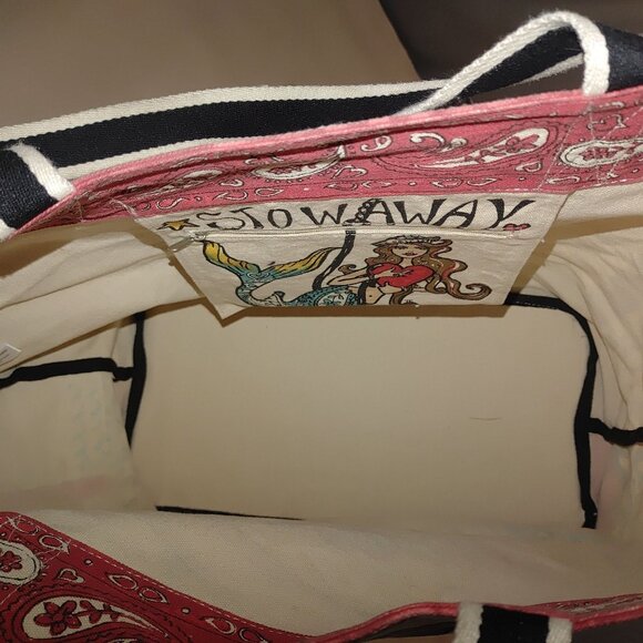 Brighton Seas The Day Stowaway Large Nautical Canvas Tote Bag Anchor Mermaid - Picture 3 of 14